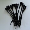 Silicone shoelaces. 12 Black stretching shoe laces help make shoes easy to put on and take off.